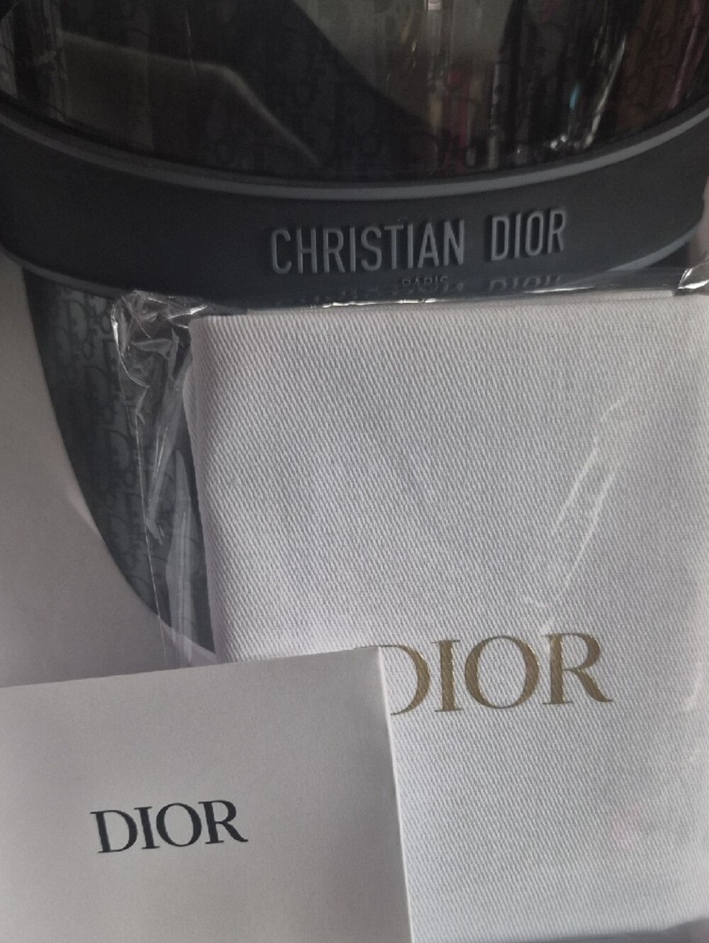 Dior Black Monogram Shield Visor with Christian Dior Band - Picture 2 of 3